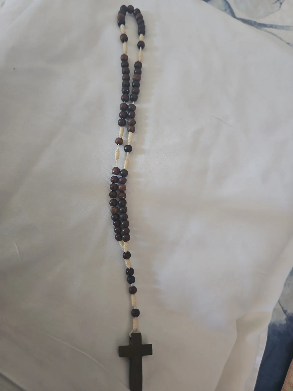 Kids Brown Wood Bead Cross Necklace — Natural Faith Pendant